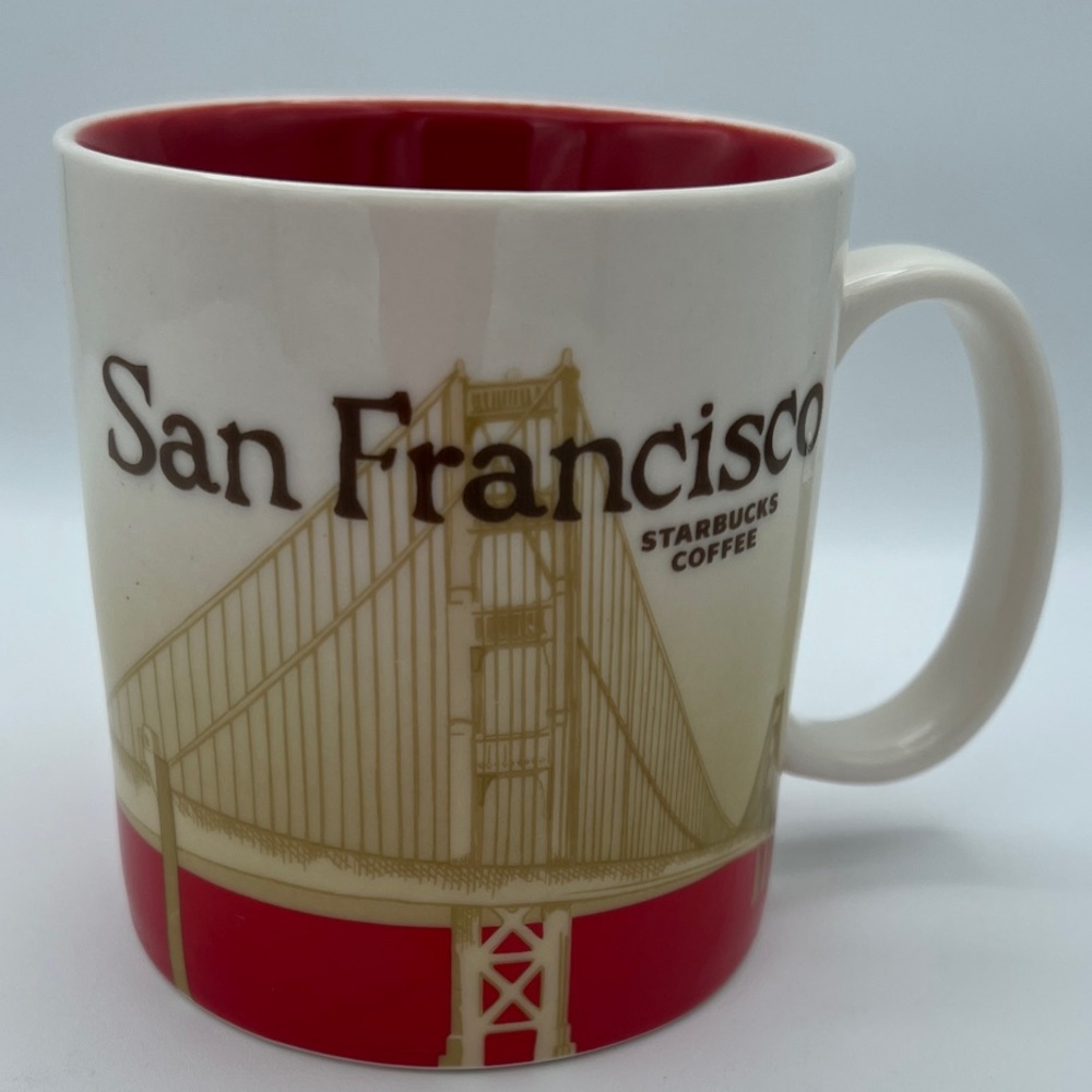 Starbucks San Francisco 2012 City Mug 16 oz Red Inside – Golden Gate Bridge